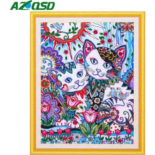 AZQSD Special Shaped Diamond Painting Cat 40x50 Embroidery Animal Picture Of Rhinestones Home Decoration gift Wall Art