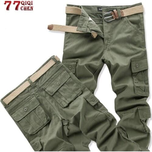 Mens Tactics Cargo Pants Casual Cotton Multi Pockets Wearable Military Camouflage Pant Male Overalls Work Combat Long Trousers