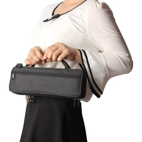 M MBAT Black Flute Case Woodwind Instrument Accessories Waterproof Oxford Cloth Cotton Pad Gig Bag With Strap Music Tool Storage