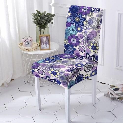 Mandala Chair Cover Dining Elastic Chair Covers Spandex Stretch Elastic Office Chair Case Anti-dirty Removable 1/2/4/6piece