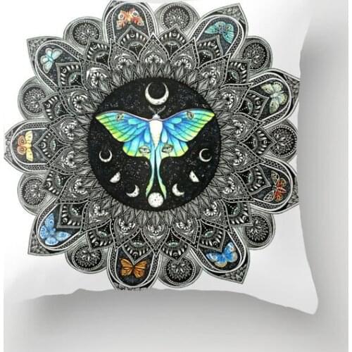 Lunar Moth Mandala Decorative Pillow Cushion Covers Square Pillowcase for Sofa Cotton Linen Pillow Cover Home Decor