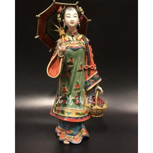 Porcelain living room TV cabinet wine cabinet ornaments ladies see rainbow High-end luxury girl Beauty figure Sculpture statue