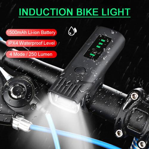 Induction Bicycle Front Light Set USB Rechargeable IPX4 Waterproof Smart Headlight LED Lamp Cycle FlashLight Bike Accessories