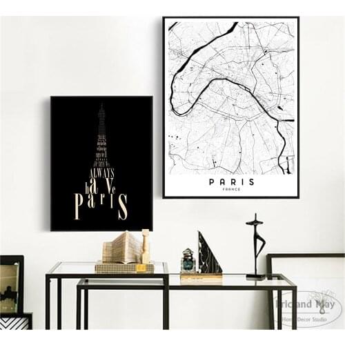 Paris Map Minimalist Quotes Canvas Art Print Painting Modern Wall Picture Home Decor Bedroom Decorative Posters No Frame Quadros