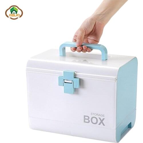 MSJO Medicine Storage Box Portable Plastic Drawer Multi First Aid Kit Chest Home Storage Bin Handle Gathering Case Box