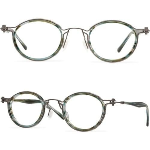 Japanese style handmade round small frame retro glasses unisex glasses