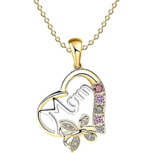 Love Heart Mom Letters Pendent Necklaces Crystal Fashion Women Jewelry Proposal Mother Day Best Elegant Gift