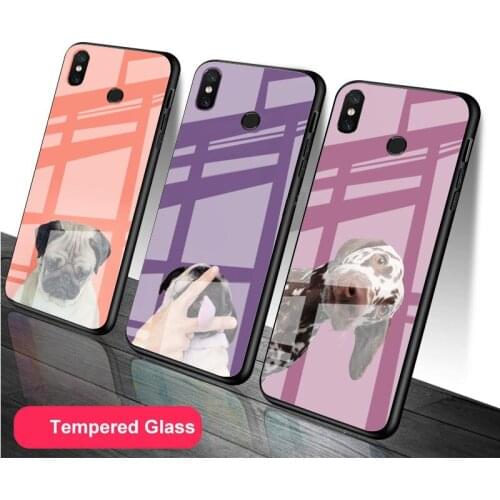 Cute dog Tempered Glass Phone Case For Redmi Note 5 6 7 8 9 Pro Note8T Note9S Redmi8 9 Cover Shell