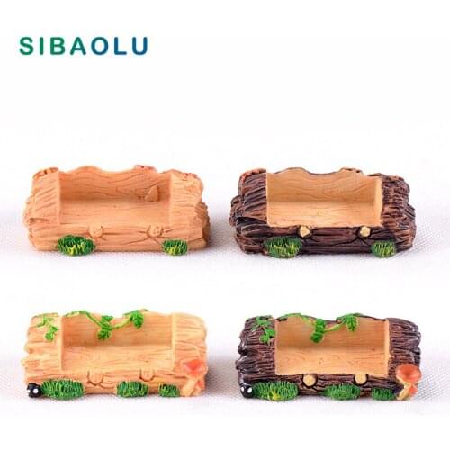 Simulation Flower vine Wooden Stump Miniature Figurine DIY Accessories Doll Baby building home Decoration plastic Play house toy