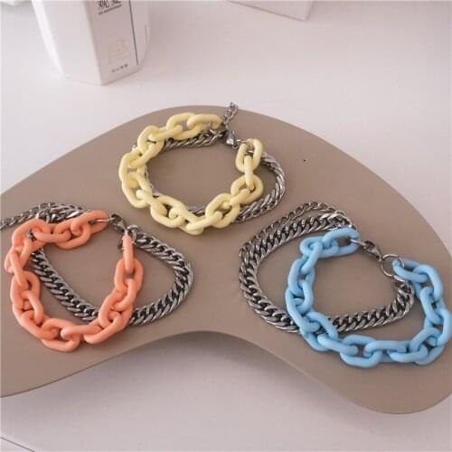 Fashion new style stainless steel splicing Yakela simple color wild titanium steel bracelet hot sale