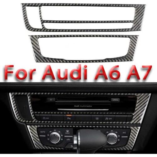 Mutips car CD panel cover carbon fiber trim air conditioning control sticker decoration accessories for Audi A6 A7 2012-2018