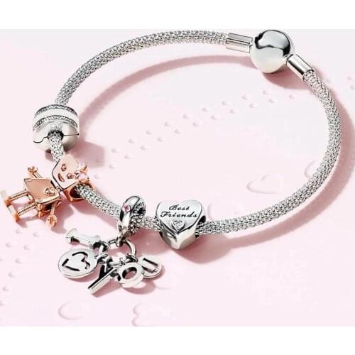 Original 1:1 High Quality 925 Sterling Silver Classic Matching Bracelet Set Female Gift Fashion Women Popular Diy Jewelry