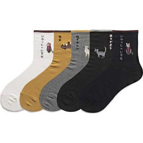Japanese Socks Female 2019 Spring New 1 Pair Of Socks Girls Cotton Color Novelty Female Fashion Animal Casual Socks Men