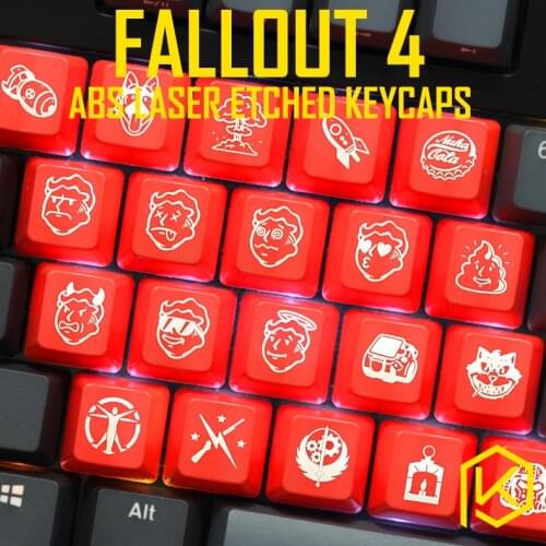 Novelty Shine Through Keycaps ABS Etched, Shine-Through fallout 4 pip boy nuca cola black red for custom mechanical keyboards