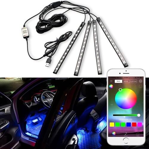 Car Atmosphere Decorative Led Light Bulbs Ambient Lamp APP Music Remote Control USB RGB 5050SMD Auto Interior light Flexible