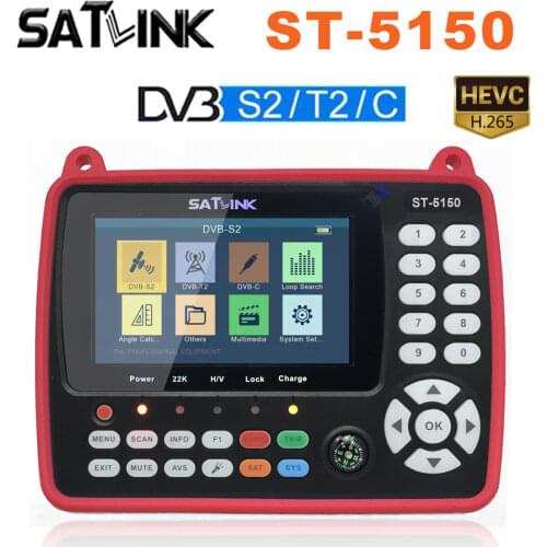 Original Satlink ST-5150 Satellite Finder Meter Sat DVB-S2 DVB-T2 DVB-C HD Combo H.265 HEVC MPEG-4 QPSK 8PSK 16APSK 4.3 inch TF