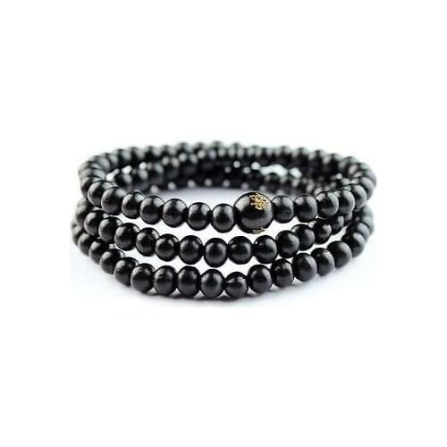 6mm Tibetan Buddhism 108 Black wood Prayer Buddha carved Bead Mala Necklace