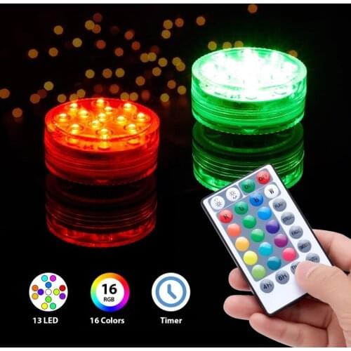 10 Led Remote Controlled RGB Submersible Light Battery Operated Underwater Night Lamp Outdoor Vase Bowl Garden Party Decoration
