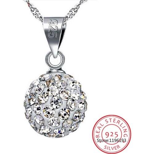 Promotion 925 sterling silver necklace female short design 10mm/12mm Rhinestone ball chain elegant anti-allergic drop shipping