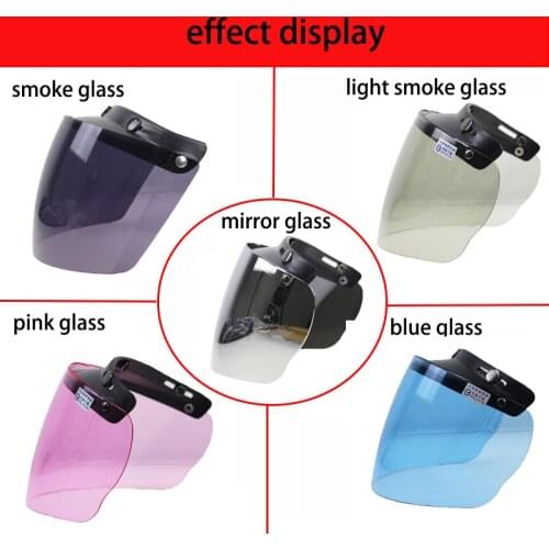 Professional 3 pin buckle helmet DIY glass Motorbike helmet glass windshield 5 color available fits 3 pink buckle helmet