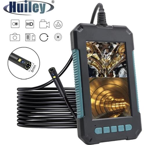 Dual Lens Video Industrial Endoscope IP67 Waterproof Camera Borescope Car Repair Inspection Borescope HD Large Screen Hard Cable