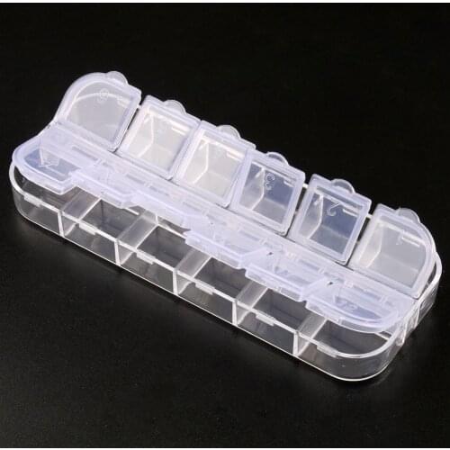 12 Grids Transparent Plastic Storage Box Compartment Adjustable Container for Beads Earring Jewelry Rectangle Case