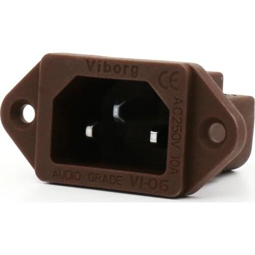 Viborg Pcs Brown Audio Grade VI06CR Pure Copper Rhodium Plated IEC Inlet Plug AC 250V 15A Power Socket