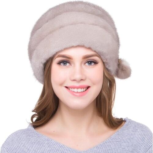 JKP New Womens real natural mink fur hats winter luxury fashion high quality fur cap DHY18-08