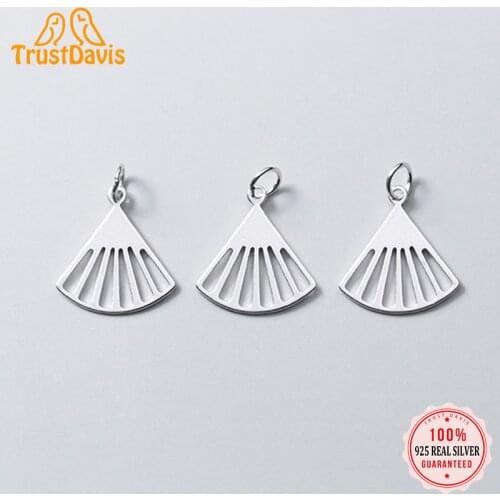 TrustDavis Real 925 Sterling Silver Charm Geometric Sector Pendant For Making Necklace Bracelet Handmade DIY Accessories DZ287