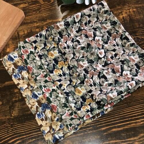/Chiffon Cloth Printed Vintage Floral-Print Top Grade South Korean Silk WOMENS Dress Clothing Fabric /1 M