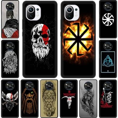 Slavic Viking symbol Kolovrat For Xiaomi Mi Poco X3 NFC M3 Pro Note 10 Lite 11 10T 5G 9T Black Silicone Phone Case Luxury Cover