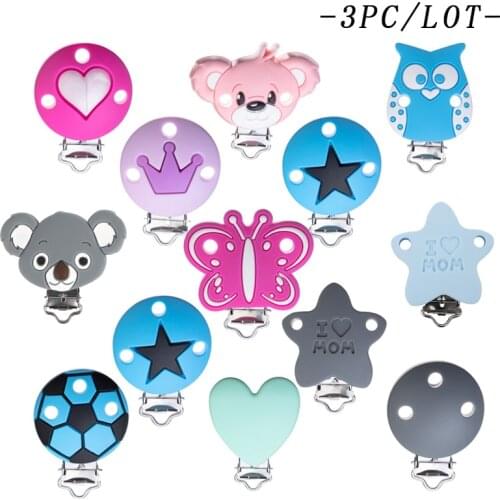 TYRY.HU 3pc/lot Cartoon Koala Pacifier Clip Silicone Bead Baby teething Accessories Clip Nipple Clasps Toy Pacifier Dummy Chain