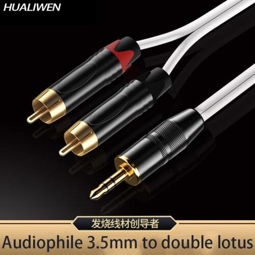 Pearl White 3.5 to Double Lotus RCA to 3.5 Computer to Speaker Cable Audio Cable