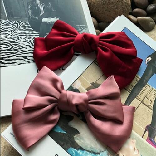 Handmade Multicolor Satin bow clip Barrette princess elegant headwear big bow hairpin
