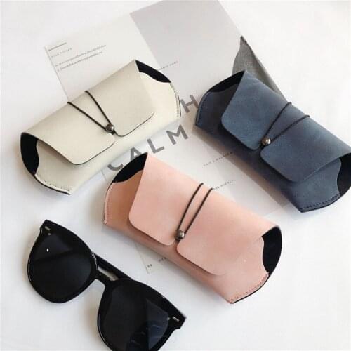 1pcs Men Women Matte Leather Sunglasses Case New Fold-able Buckle Glasses Box Eyeglass Holder Bag Protector Eyewear Accessories