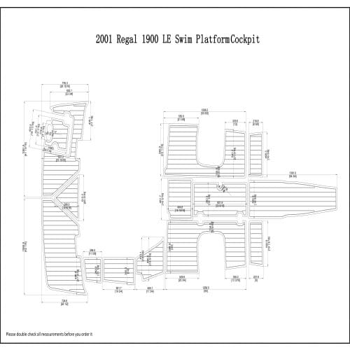 2001 Regal 1900 LE Swim Platform and Cockpit Pad Boat EVA Teak Decking 1/4" 6mm