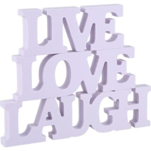 3pcs LIVE LOVE LAUGH Wooden Letters for Wedding Decoration (White)