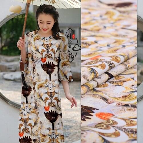 35mm heavy silk linen fabric digital printing retro silk fabric natural linen fabric wholesale linen cloth 125cm
