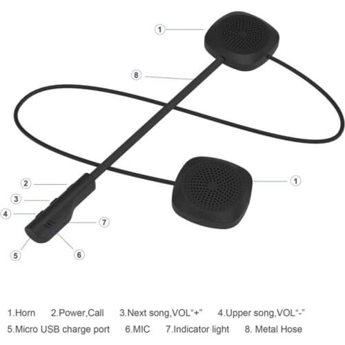 Motorcycle Bluetooth 5.0 Helmet Headset, Wireless Hands-free Intercom, Phone Connection Auto Answer and Music Player for Riding