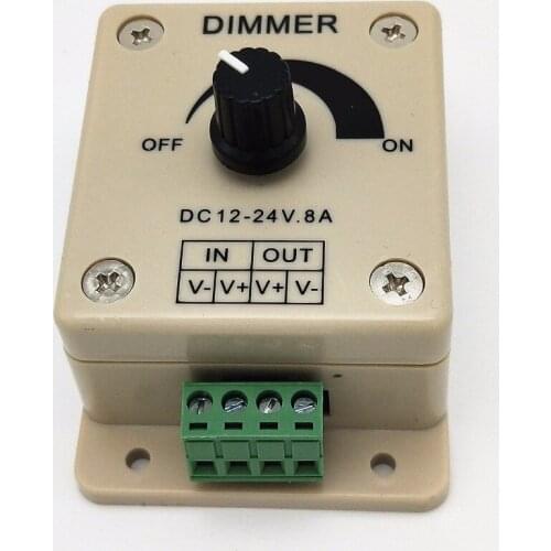 Hot Selling Adjustable Brightness LED Protect Strip Dimmer Switch DC 12V 24V 8A Bulb Strip Driver Supply Controller In Stock