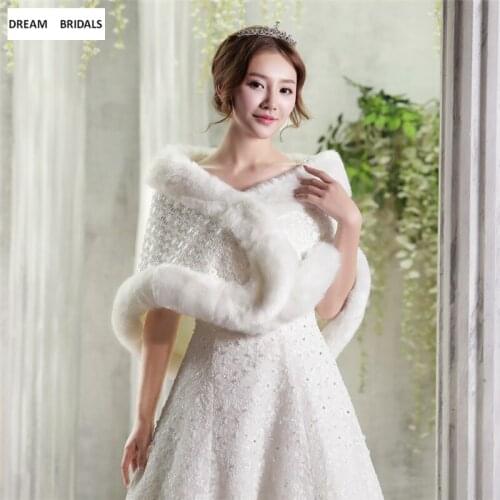 New Arrival Shiny Faux Fur Bolero Shawls Women Wedding Bridal Wraps Winter Warm Solid Shawls Wedding Capes Marriage