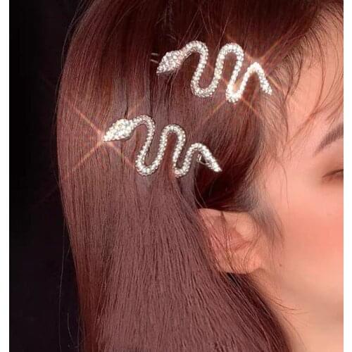 New Metal Crystal Snake Hairpins Snake Shape Bobby Pins Punk Gold Tone Animal Hair Accessories Hairpin Gift Vintage Hair Jewelry
