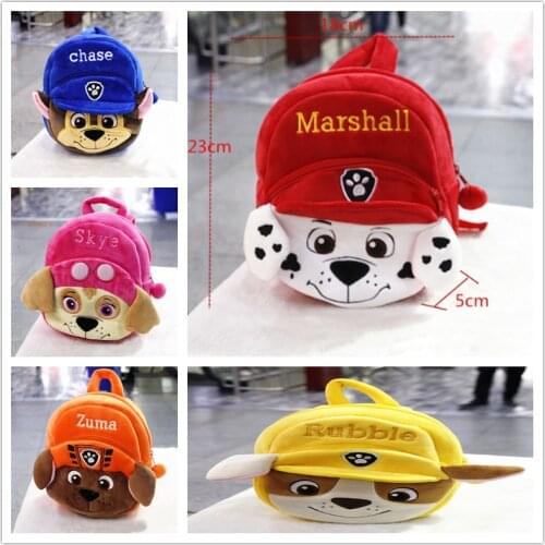 Paw Patrol Dog Cartoon Plush Backpack Skye 3 -7year Chase Small School Bag Soft Harmless Children Action Figures Patrol Backpack