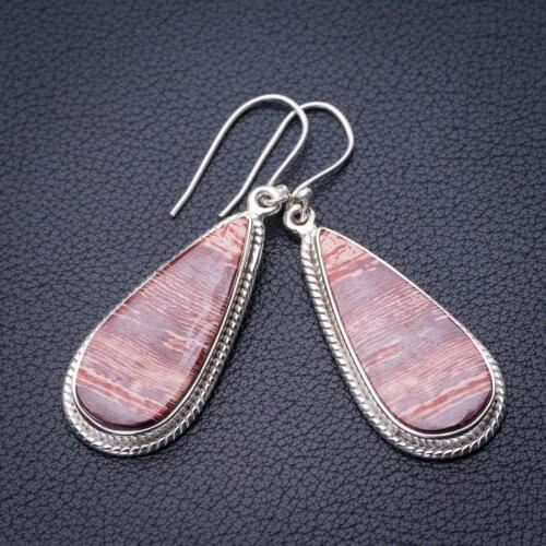 StarGems Natural Iron Tiger Eye Handmade 925 Sterling Silver Earrings 2" E0580