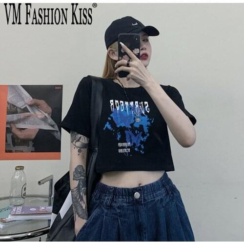 2021 Harajuku Women Girl T Shirt Blue Butterfly Print Tshirt Heart T Shirt Female Short Sleeve Tops Tee Fashion Womens T-shirts