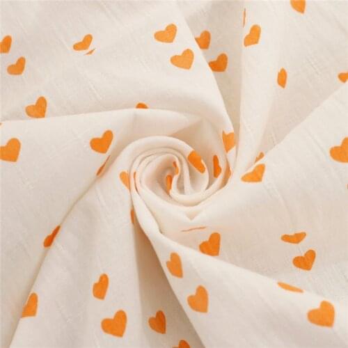 1 Yard Print Love Hearts Fabric Orange Hearts Fabric For Blouse Lace Top Party Dress Table Cloth Curtain pajamas Supply Tote Bag