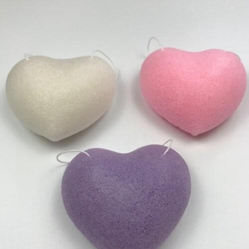 100pcs/lot Natural Konjac Face Wash Cleansing Sponge brush puff Hemisphere & Heart Water drop Shape