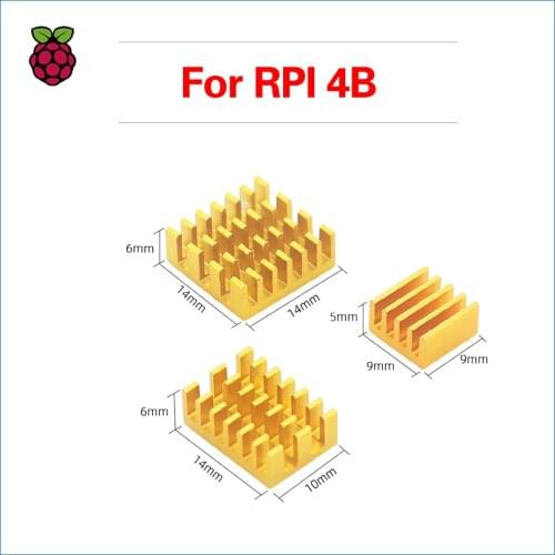 S ROBOT For Raspberry Pi 4B Heat Sink 3pcs Aluminum Heatsink Radiator Cooling Kit Cooler for Raspberry Pi 4 Model B RPI144