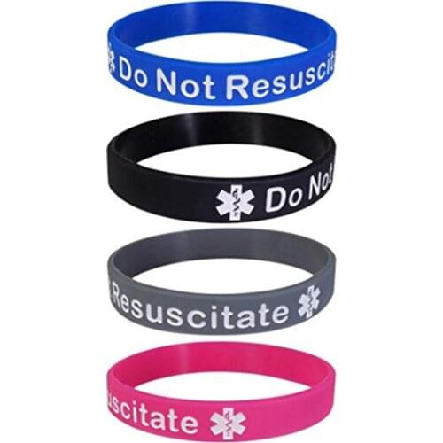 50pcs DNR Do Not Resuscitate Medical awareness Silicone Bracelet Wristbands
