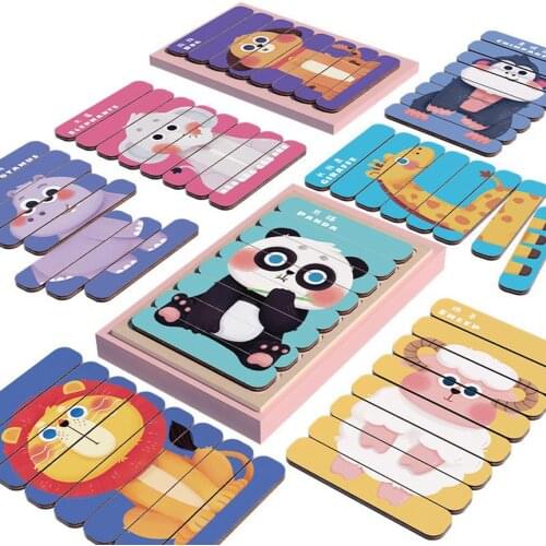 8 Models Wooden Puzzle Baby Kids Puzzle Animals DIY Learning